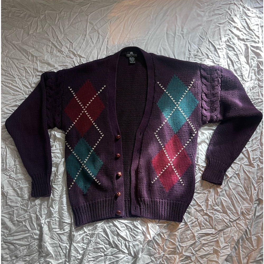 Knitted Purple “Structure” Cardigan